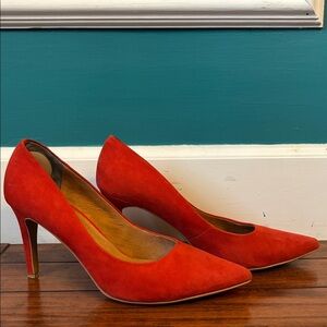 Lien.Do (by Scheyelles sold at Anthropologie) Elegant Red Suede Women's Heels